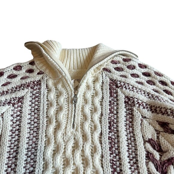 Cozy White and Brown Women's Sweater - Picture 3 of 12